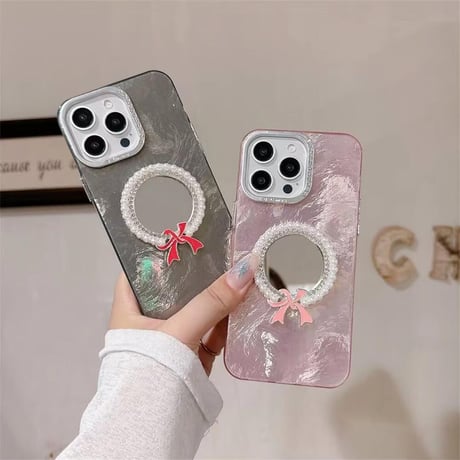 CUTECASE メイク直し 鏡iPhone15/16proケース キラキラアイフォン14プロ/13/12カバー お洒落 女子力アップ CM4572