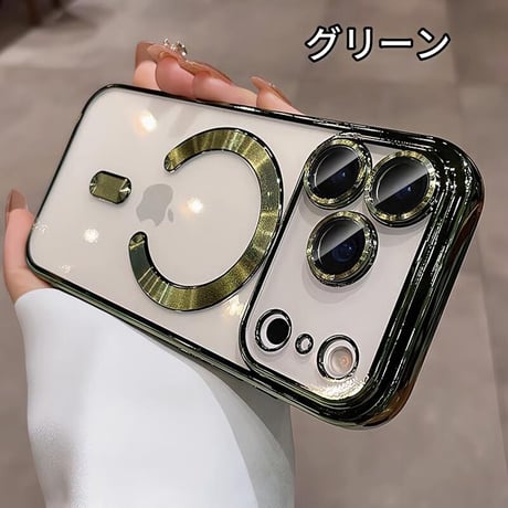CUTECASE MagSafe対応 iPhone17ProMax/17Proケース メタルライン クリア iPhone17/Airカバー カメラ保護 軽量 持ち運びやすいCM5713