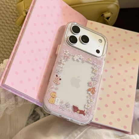 CUTECASE ワンちゃん iPhone17/17Proケース ピンク iPhone17Pro/16ケース キラキラ感 可愛い 推し活グッズCM6288