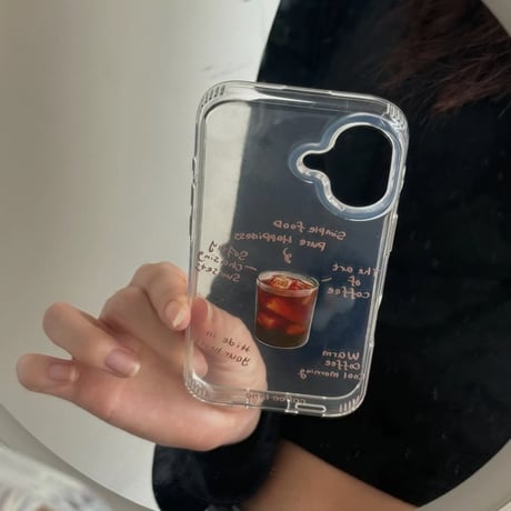 CUTECASE アイスコーヒーiPhone17Promaxケース クリアケース iPhone17Pro/16Promax/15Pro/14ケース シンプル風 涼しそうCM6387