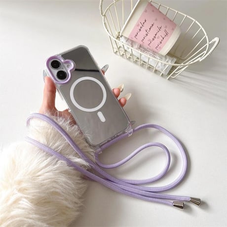 CUTECASEショルダーストラップ付 iPhone16Pro/16ケース 鏡付 MagSafe対応 iPhone15Pro/14Pro/13ケース 多機能 丈夫 大人気 CM5092