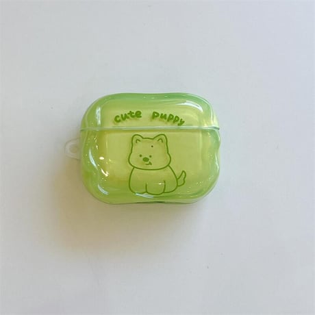 CUTECASE犬ちゃん Airpods4ケース うねうね AirpodsPro2ケース airpods3/2カバー かわいい キーチェーン付 淡色系 CM5345