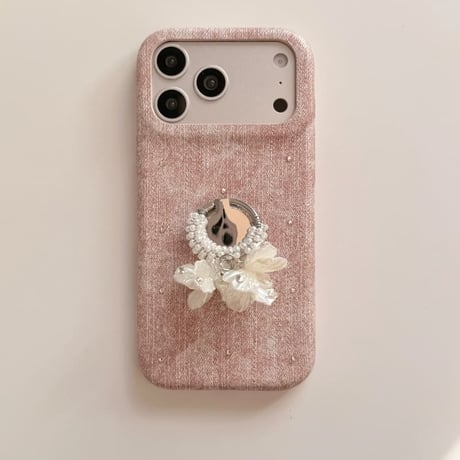 CUTECASE 貝殻花とパールミラーリング iPhone17Pro/17ケース ダイヤデコ iPhone16Promax/15pro/14ケース 上品 便利高級感 CM6457