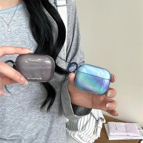 CUTECASEグラデーションカラー Airpods 4ケース 艶感 Airpods3/Pro2ケース airpodsproカバー リング付 おしゃれ シック CM5447