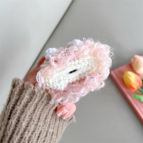CUTECASEニット女の子 Airpods4/3ケース メガネ付き ふもふも airpodspro2/proカバー めっちゃ可愛い 柔らかい 温かい キュートCM4722
