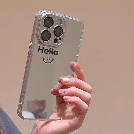 CUTECASE お揃いミラーiPhone15/15proカバー にこちゃん iphone14pro/13/12promaxカバー レンズフイルム付 丈夫CM4276
