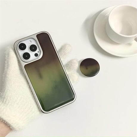 グラデーション iPhone16pro/16カバー グリップ付き iPhone15pro/14promax/13ケース 上品 シック CM5349