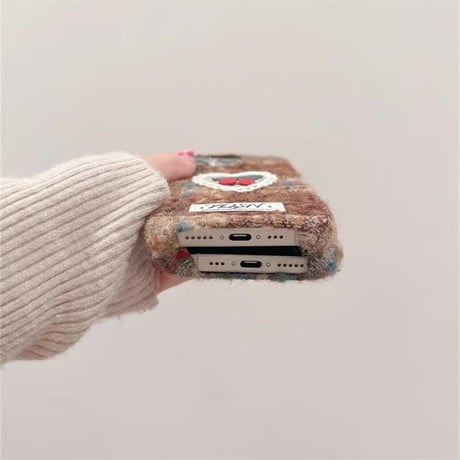 CUTECASEめっちゃ可愛い iPhone16/16Proケース 刺繡サクランボ 秋冬人気 iPhone15Pro/14/13カバー パイル 女子力UP CM4787