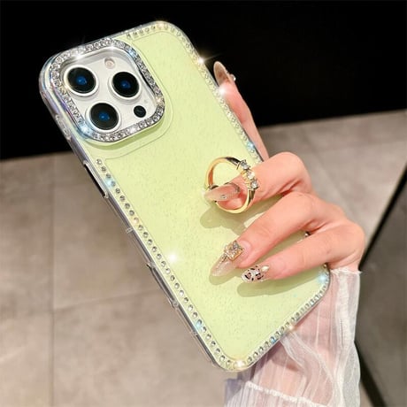 CUTECASEリング付 iPhone16pro/16ケース ダイヤデコ iPhone15promax/14/13カバー キラキラ おしゃれ 可愛い CM5430