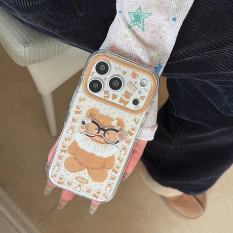 CUTECASE メガネクマちゃん iPhone17Pro/17ケース カメラカバー付 iPhone17Promax/16Pro/15ケース かわいい ギフトにおすすめCM6183