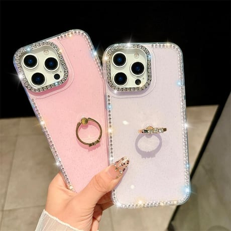 CUTECASEリング付 iPhone16pro/16ケース ダイヤデコ iPhone15promax/14/13カバー キラキラ おしゃれ 可愛い CM5430
