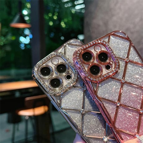 CUTECASE ダイヤデコ iphone16pro/16eケース オシャレ綺麗アイフォン13/12proカバー カメラ保護 キラキラインナーシート付き CM5494