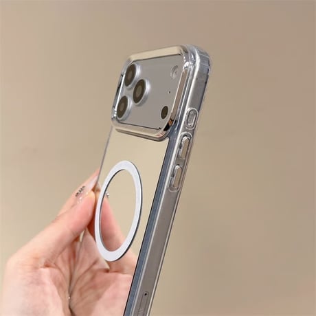 CUTECASE MagSafe対応ミラーiPhone17Promaxケースメッキ シルバー iPhone17Pro/16Promax/15Pro/14Pro/13ケース 頑丈 人気品CM6513