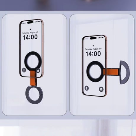CUTECASE 両面マグネット式スマホホルダー、アルミニウム合金製、折りたたみ式リングバックル、携帯性に優れコンパクト、超薄型マグネットリングCP102