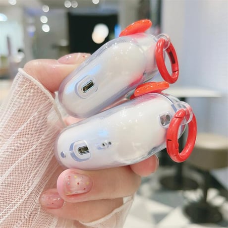 CUTECASE レッドリボン Airpods4ケース 透明 AirpodsPro2ケース airpods3/2クリアケース リング付き ギフトにおすすめCM5426