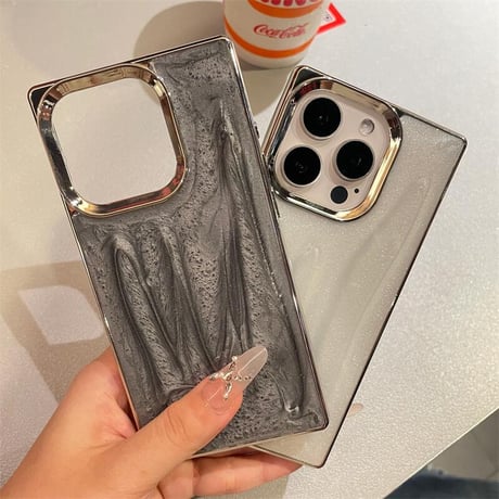 CUTECASE スクエア 大理石調 iPhone16Pro/17ケース ラメ入り おしゃれ iPhone15Promax/14/13カバー シック 丈夫CM5583