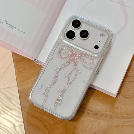 CUTECASE キラキラリボン iPhone17pro/17ケース 甘めコーデ iPhone16promax/15pro/14ケース 女子力高い キラキララメCM6180