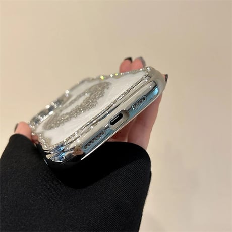 CUTECASEジュエリーハート iPhone16pro/16ケース うねうね枠 iPhone15/14promax/13proケース 大人可愛い 丈夫 高級感CM5229