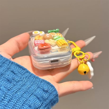 CUTECASE食べ物 Airpods 4ケース 玉子焼きキーチェーン付 Airpods3/Pro2ケース airpodspro2カバー 女子力UP 大人可愛い ギフトにおすすCM5248