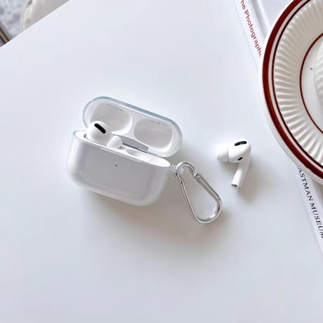 CUTECASEAirpods4ケース 第4世代 クリア AirpodsPro2/Pro1カバー エアポッズ3/2 カラビナ付 シンプル 艶感CM4677