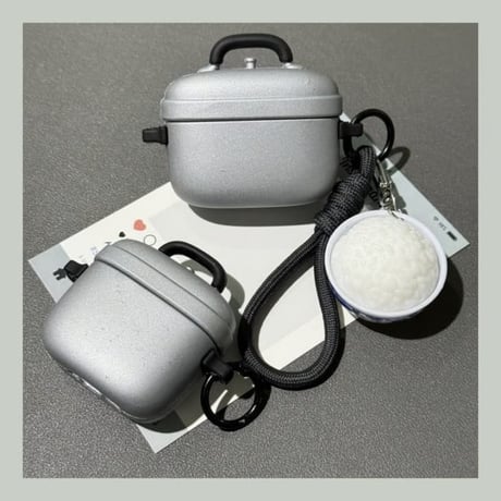 CUTECASE 圧力鍋 Airpods Pro3ケース ご飯キーホルダー付 Airpods4カバー pro2ケース 可愛い ストラップ付 ギフトにおすすめCM6049