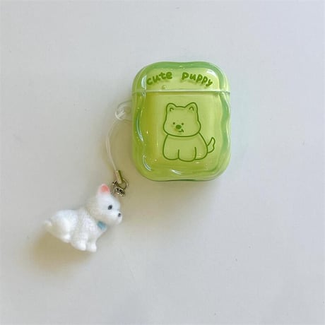 CUTECASE犬ちゃん Airpods4ケース うねうね AirpodsPro2ケース airpods3/2カバー かわいい キーチェーン付 淡色系 CM5345