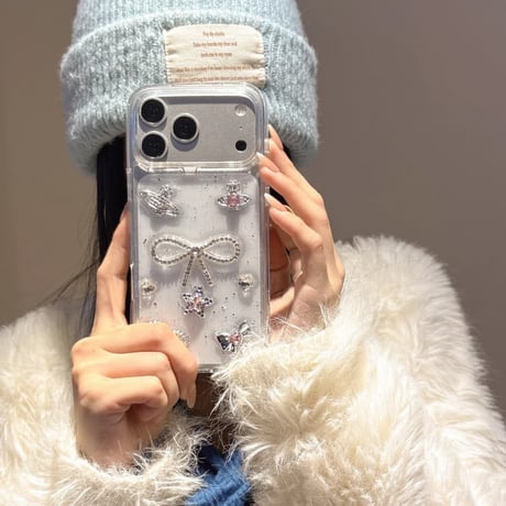 CUTECASEジュエリーリボン iPhone17/17Proケース キラキラ感 シック iPhone16Pro/15Promax/14ケース クリア きれい CM6070