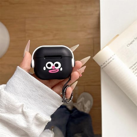 CUTECASE可愛い顔 Airpods4ケース スタンド付 AirpodsPro2ケース airpods3/2カバー リング付 耐久性ある CM5292
