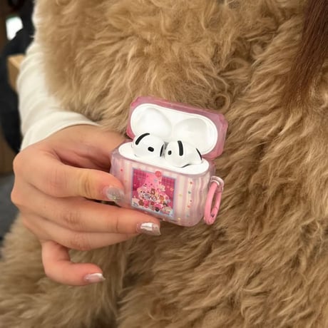 CUTECASE 韓国っぽ AirPodsPro3ケース うねうねライン Airpods4/3ケース AirpodsPro2/Pro1カバー 動物柄 リング付 可愛い CM5950
