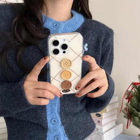 CUTECASEボタンデコ iPhone16/16proケース シック 菱形 iPhone15Pro/14/13proカバー 可愛い トレンド感 CM4987