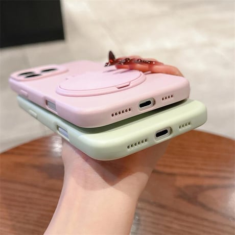 CUTECASEスタンド機能鏡付 iPhone16Pro/16plusケース パステルカラー iPhone15promax/14/13カバー 多機能 シンプル カメラ保護 CM5421
