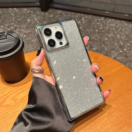 CUTECASE 長方形 iPhone17/16ケース スクエア キラキラ iPhone15promax/14/13proカバー メタルカラー オシャレCM5546