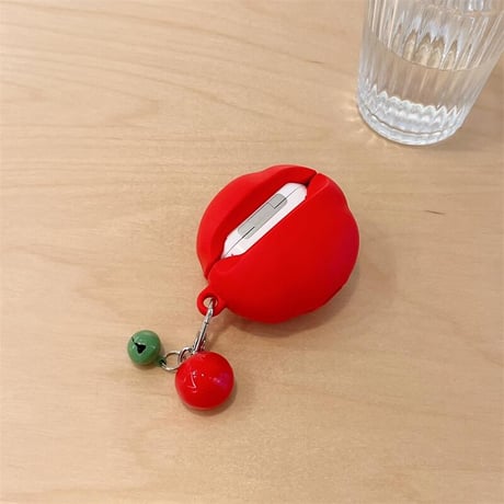 CUTECASEトマト Airpods4ケース キーチェーン付 Airpods3/Pro2ケース airpodspro2カバー シリコン 可愛い 頑丈 ギフトにおすすめCM5123