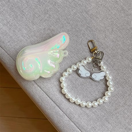 CUTECASE翼 Airpods4ケース キラキラ パールストラップ付 エアポッズ3/2ケース AirpodsPro2/1カバー 光る 可愛いギフトCM5444