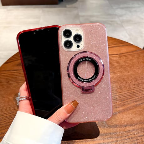 CUTECASEキラキラ iPhone15/15Proケース Magsafeリングスタンド付 アイフォン14pro/13Promaxカバー 綺麗 多機能 丈夫CM4046