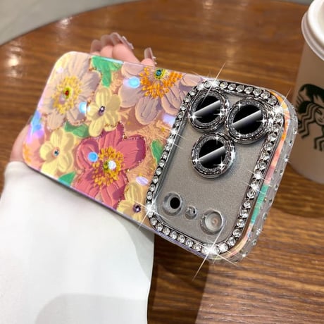 CUTECASE 花柄 iPhone17Pro/17ケース ジュエリーライン カメラカバー iPhone17ProMax/16Pro/15カバー オシャレ きれい CM5920