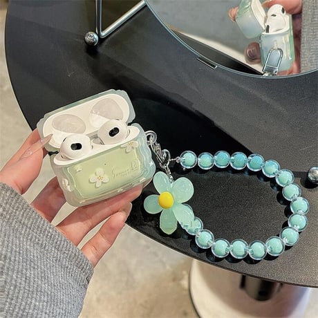 CUTECASE 花柄 Airpods4ケース チェーン付 淡色 AirpodsPro2ケース エアーポッズ3/2 かわいい ギフトにおすすめCM5582