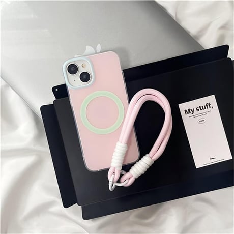 CUTECASE ストラップ付 アイフォン15プロ/15カバー Magsafe対応 iPhone14/13pro/12ケース 女子力高い 便利CM4451