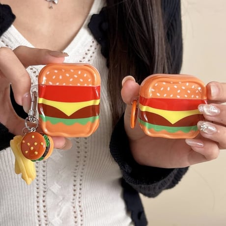 CUTECASE ハンバーガー Airpods Pro3ケース 美しそう Airpods4/3カバー pro2/pro1 リング/キーホルダーギフトにおすすめCM6302