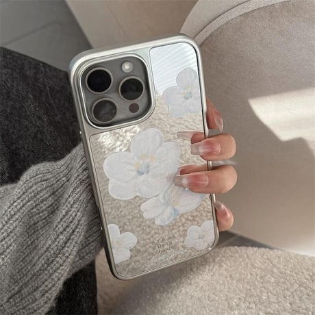CUTECASE花柄 鏡 iPhone16/16proケース 大人可愛い アイフォン15promax/14/13proケース 丈夫 メイク直し 女子力UP CM5089