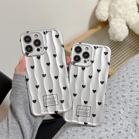 CUTECASE ハート柄 iPhone15/15proケース マット 指紋防止 iPhone14/13pro/12proケース かわいい 女子力UP CM4405