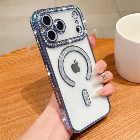CUTECASE ジュエリー iPhone17Pro/17ケース Magsafe対応 iPhone17Air/17ProMaxケース レンズ保護フィルム付 キラキラライン 大人気 CM5637