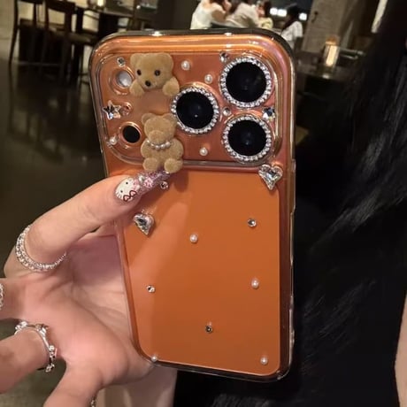 CUTECASEダイヤと熊デコ iPhone17/17Proケース クリア iPhone17ProMax/16/15シリーズカバー 可愛い ハンドメイド ギフトにおすすめ CM5775