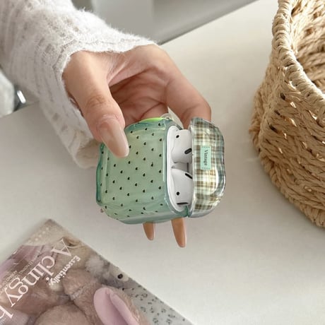 CUTECASE 薄荷緑 Airpods Pro3ケース ハート柄 うねうね Airpods4/3カバー pro2/pro1 リング/キーホルダー 大人可愛い CM6251