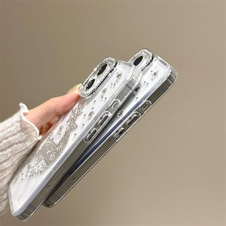 CUTECASEダイヤ鹿 iPhone16/16Proケース 透明 iPhone15plus/14pro/13カバー おしゃれ ハンドメイド 可愛いCM5434