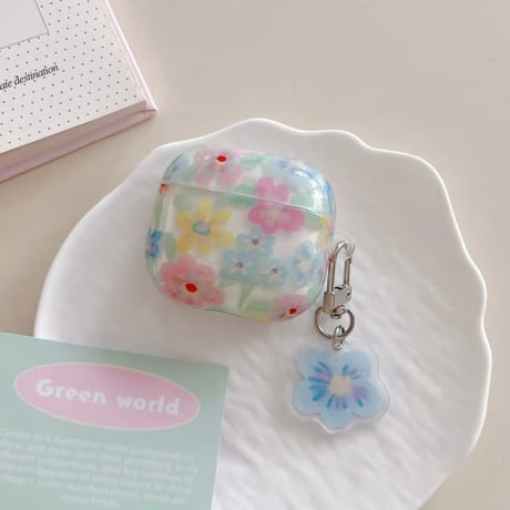 CUTECASE 春におすすめ Airpods Pro3ケース 花柄 Airpods4/3カバー pro2/Pro1ケース 可愛いキーホルダー キュートCM6143