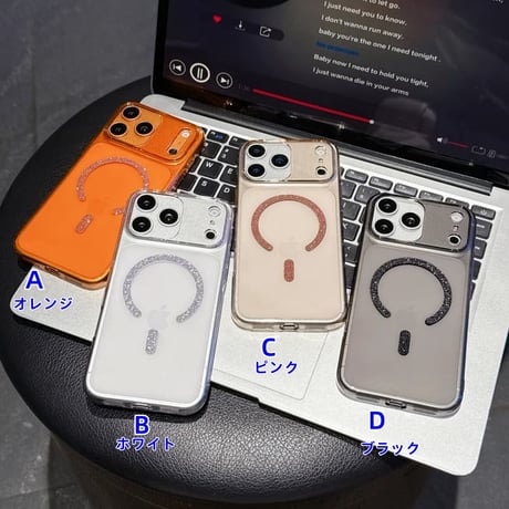 CUTECASE ラメ入りMagSafeリング iPhone17pro/17ケース ワイヤレス充電 高透明 iPhone16promax/15/14カバー シンプル オシャレCM5987