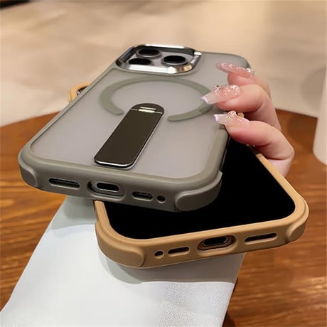 CUTECASE スタンド付 iPhone16Pro/16promaxケース 指紋防止耐衝撃 iPhone15Pro/14promaxカバー Magsafe充電 CM5534