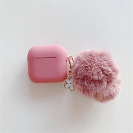 CUTECASE毛玉付 Airpods 4ケース ピンク 高品質シリコン Airpodspro2/proカバー Airpods3/2 充電口カバー付 可愛いCM4958