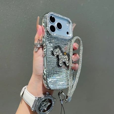 CUTECASE うねうねジュエリーライン iPhone17Pro/17ケース ダイヤストラップ iPhone17Promax/16Pro/15ケース ミラー/クリア お洒落 CM6194